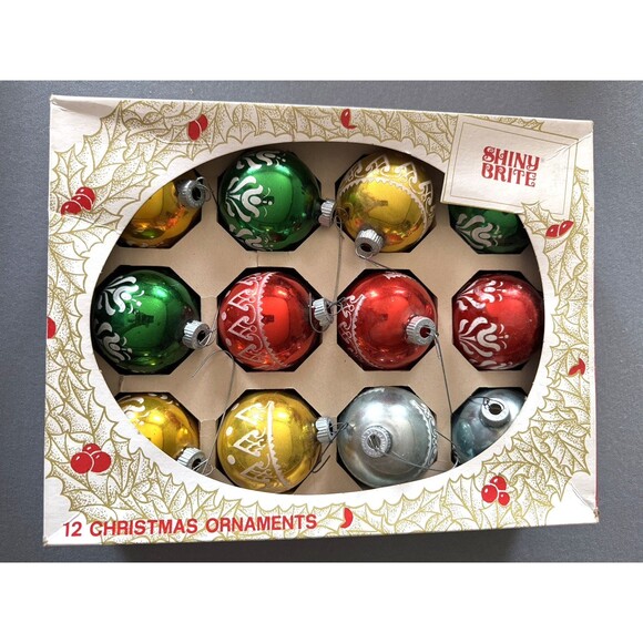 Shiny Brite Vintage Glass Christmas Tree Ornaments Original Box Holiday - Picture 5 of 7